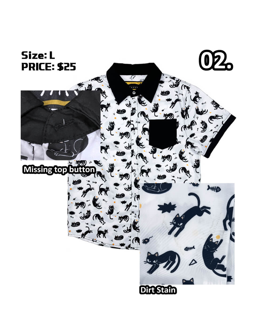 DEFECT: BLACK CAT Button-Up